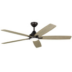 Lowden Smart Ceiling Fan with Light - Aged Pewter / Light Grey Weathered Oak / Frosted