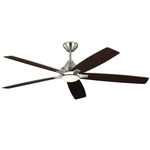 Lowden Smart Ceiling Fan with Light - Brushed Steel / American Walnut-Silver / Frosted