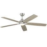 Lowden Smart Ceiling Fan with Light - Brushed Steel / Silver / Lt Grey Weather Oak / Frosted