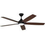 Lowden Smart Ceiling Fan with Light - Midnight Black / Walnut-Midnight Black / Frosted