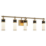 Abel Bathroom Vanity Light - Matte Black / Warm Brass / White Opal