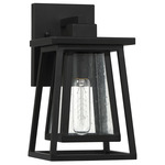 Denver Outdoor Wall Sconce - Matte Black / Clear Seeded