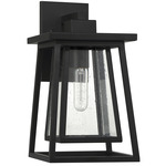 Denver Outdoor Wall Sconce - Matte Black / Clear Seeded