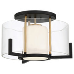 Eaton Semi Flush Ceiling Light - Matte Black / Warm Brass / Clear / White