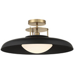 Gavin Semi Flush Ceiling Light - Warm Brass / Matte Black