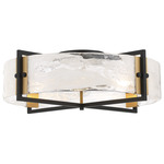 Hayward Flush Ceiling Light - Matte Black / Warm Brass / Strie Piastra