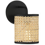 Jaylar Wall Sconce - Matte Black / Natural