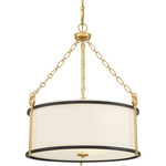 Kian Pendant - True Gold / Matte Black / White Linen