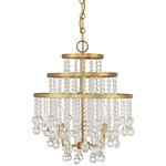 Luna Chandelier - Warm Brass / Crystal