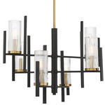 Midland Chandelier - Matte Black / Warm Brass / Clear Ribbed