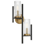 Midland Wall Sconce - Matte Black / Warm Brass / Clear Ribbed