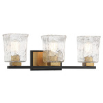 Sidney Bathroom Vanity Light - Matte Black / Warm Brass / Clear Water Piastra