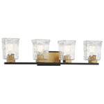 Sidney Bathroom Vanity Light - Matte Black / Warm Brass / Clear Water Piastra