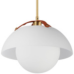 Domain Pendant - Natural Aged Brass / Frosted / Opal White
