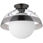 Domain Semi Flush Ceiling Light - Gunmetal / Mirror Smoke / Clear / Opal White