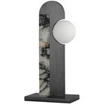 New Age Desk Lamp - Brushed Gunmetal / Striae Arya / Opal White