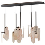 Megalith Stone Multi Light Linear Pendant - Gunmetal / Rose Jade