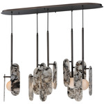 Megalith Stone Multi Light Linear Pendant - Gunmetal / Striae Arya