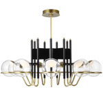 Crosby Chandelier - Glossy Black / Natural Brass / Clear