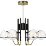Crosby Chandelier - Glossy Black / Natural Brass / Clear