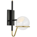 Crosby Wall Sconce 120V - Glossy Black / Natural Brass / Clear