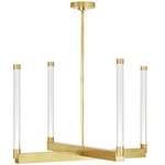 Phobos Chandelier - Natural Brass / Clear