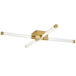 Phobos Wide Ceiling Light - Natural Brass / Clear