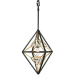 Marcia Mini Pendant - Matte Black / French Gold / Crystal