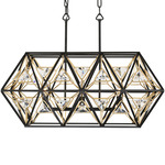 Marica Linear Pendant - Matte Black / French Gold / Crystal