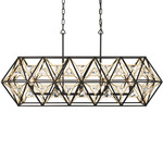 Marica Linear Pendant - Matte Black / French Gold / Crystal