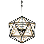Marcia Pendant - Matte Black / French Gold / Crystal