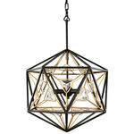 Marcia Pendant - Matte Black / French Gold / Crystal