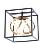 Sinclair Pendant - Black / Gold Leaf / White