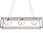 Sinclair Linear Pendant - Black / Gold Leaf / White