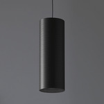 Tube Pendant Black 16in - Overstock - Black / Carbon Fiber