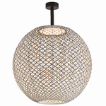 Nans Outdoor Large Sphere Ceiling Light 120-277V - Graphite Brown / Brown