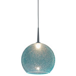 Bobo 2 LED Pendant - Matte Chrome / Aqua