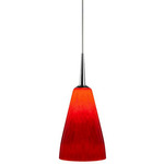 Zara LED Pendant - Matte Chrome / Red