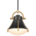 Urbanite Pendant - Matte Black / Satin Brass / Etched Glass