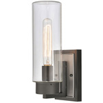 Garity Outdoor Wall Sconce - Black / Clear