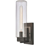 Garity Outdoor Wall Sconce - Black / Clear
