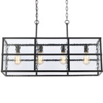 Solace Linear Pendant - Matte Black / Clear Ripple