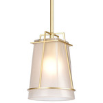 Square To Round Pendant - Champagne Gold / Frosted