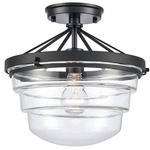 Boyer Semi Flush Ceiling Light - Matte Black / Clear