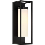 Ren Outdoor Wall Sconce - Satin Black / Opal White