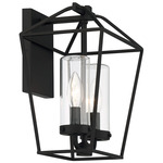 Bastille Outdoor Wall Sconce - Satin Black / Clear