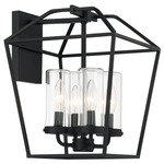 Bastille Outdoor Wall Sconce - Satin Black / Clear