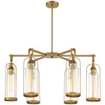 Yasmin Outdoor Linear Chandelier - Aged Gold / Clear