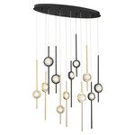 Barletta Linear Chandelier - Black / Brass / Clear Seeded