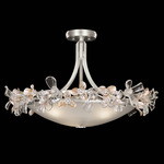 Azu Semi Flush Ceiling Light Fixture - Silver Leaf / Crystal